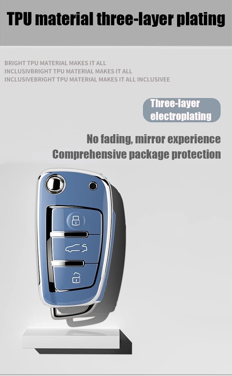 ontto TPU Car Key Fob Cover for Audi Models - Light Purple - Image 3