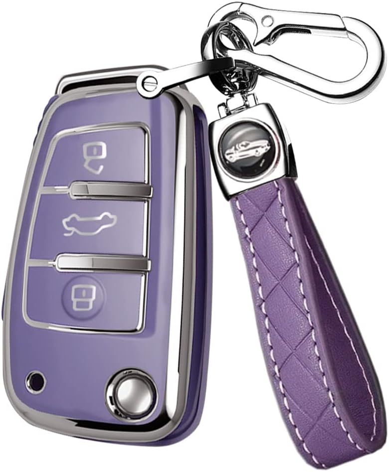 ontto TPU Car Key Fob Cover for Audi Models - Light Purple - Image 1