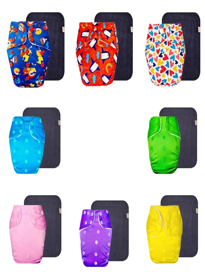 Dumbledo Premium Cloth Diaper with Black Insert (Pack of 8) | Soft & Gentle | Breathable | Travel Friendly | All-Day Wear | 3 Months - 3 Years | Unisex Baby - Image 1