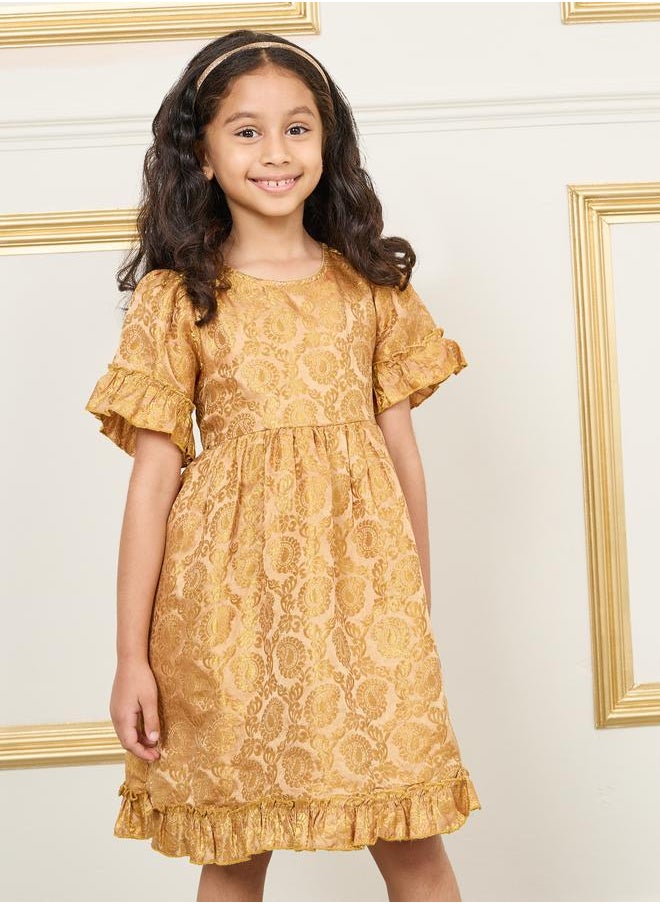 Styli Ruffled Edge Jacquard Dress  - Image 1