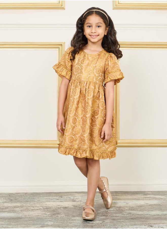 Styli Ruffled Edge Jacquard Dress  - Image 2