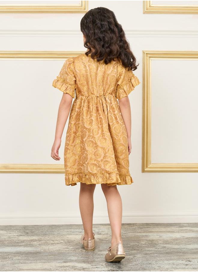 Styli Ruffled Edge Jacquard Dress  - Image 4