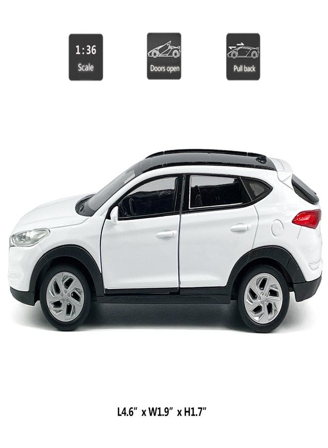 VIIGER 1:36 Scale Tucson Toy Car Model Metal Diecast SUV Toy Vehicle, Doors Open Pull Back, Toys for Boys 3 4 5 6 7 Year Old Toddler Kids Gifts, Men Collection, Home Office Décor Cake Topper, White - Image 2