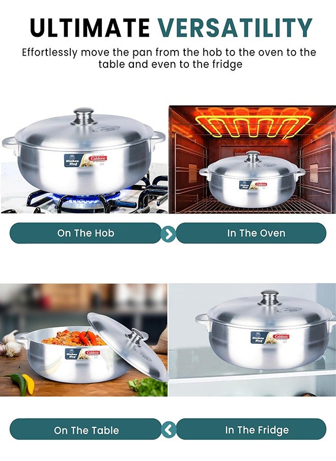 Kitchen King Kitchen King Premium Aluminium Caldero Pot – 38 cm (15.6 Ltr) – Heavy Bottom, Multi-Layer Durable Construction, Even Heat Distribution, Tight-Fitting Lid, Heat-Resistant Handles, Versatile for Stovetop & Oven, Dishwasher Safe  - Image 3