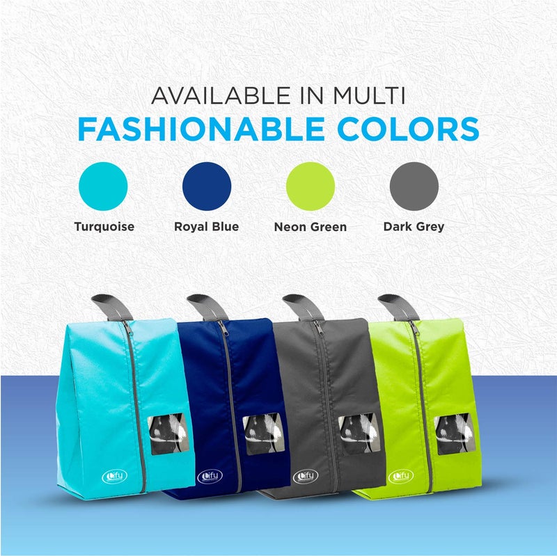 Lify حقائب أحذية السفر مع رؤية حقائب أحذية مقاومة للماء، حقائب تنظيم أحذية السفر المحمولة من النايلون مع سحاب للنساء والرجال (رمادي - 3 قطع) - Image 3