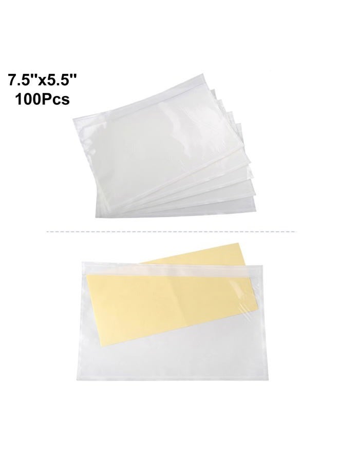 LabelMore 7.5" X 5.5" Clear Self-adhesive Top Loading Packing List Pouches, Shipping Label Envelopes, Mailing Pouches For Shipping Clear, 100pcs - Image 2