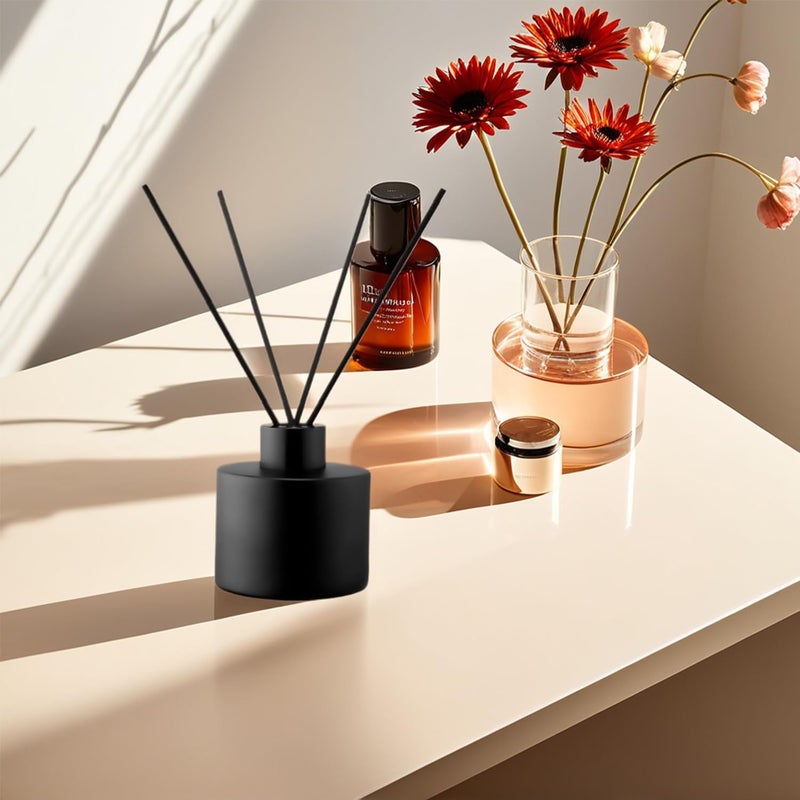 Agidea 4PCS 100ML Glass Diffuser Bottles Black, Refillable Empty Perfume Fragrance Reed Bottles with 20pcs Reeds Sticks & Caps & Funnel, Diffuser Jars for DIY Fragrance Oil Wedding Party Decoration Gift - Image 5