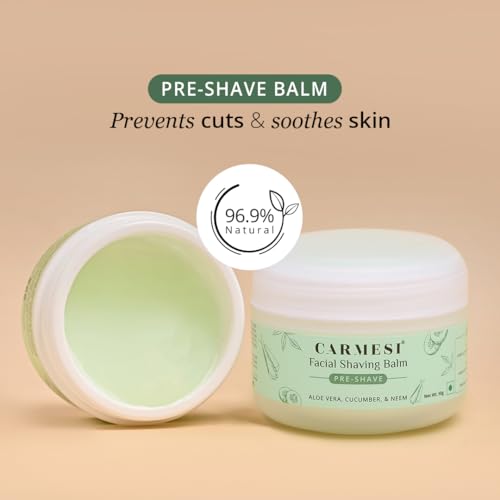 Carmesi Face Shaving Kit | 3 Reusable Face Razors & 1 Pre + Post-Shave Facial Shaving Balm | Instant & Painless Hair Removal | Cooling Effect | No Razor Burns - Image 4