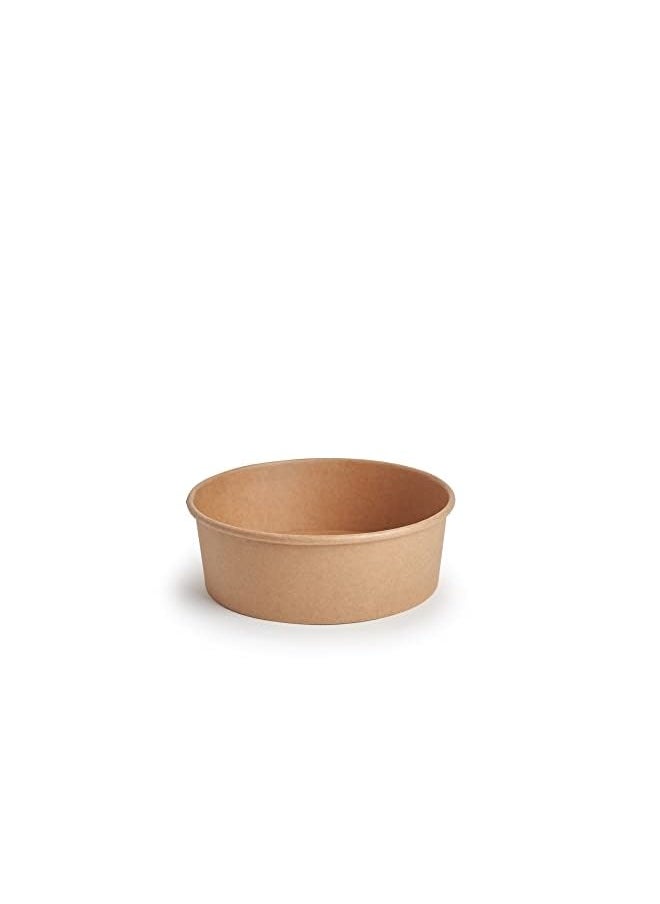 Raxoom - 25 Pack Ecofriendly Disposable Food Bowls Container With Lids Paper For Salad Soup Biodegradable Leakproof Microwave Safe Hot & Cold 1100 Ml Brown - Image 1