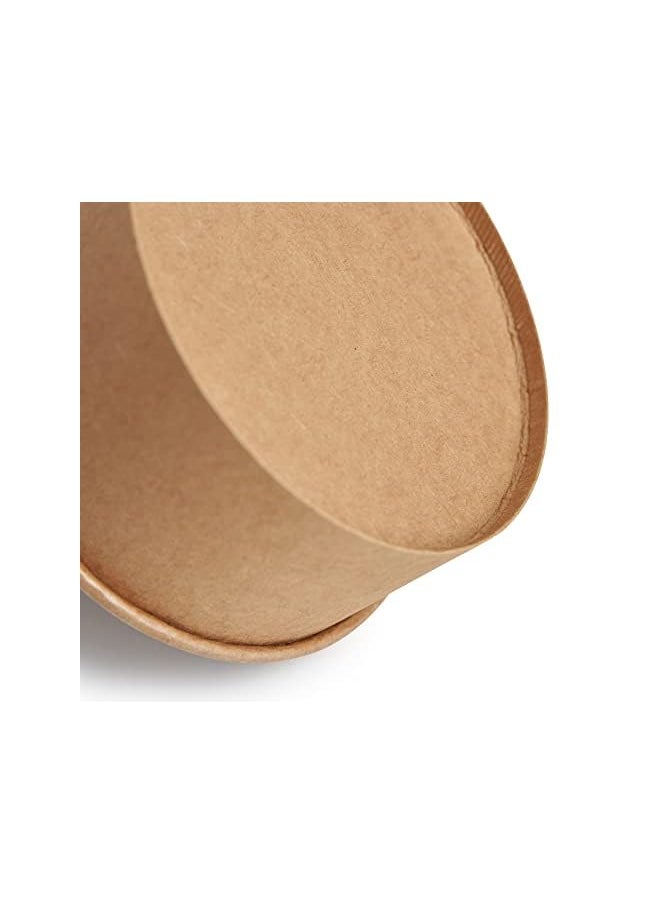 Raxoom - 25 Pack Ecofriendly Disposable Food Bowls Container With Lids Paper For Salad Soup Biodegradable Leakproof Microwave Safe Hot & Cold 1100 Ml Brown - Image 1