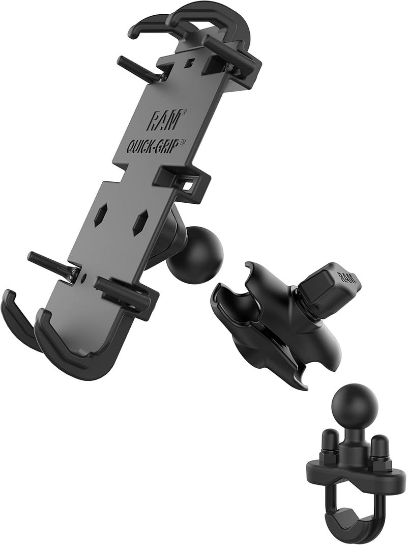 RAM Mounts Quick-Grip Large Phone Mount with Handlebar U-Bolt Base RAM-B-149Z-A-PD4U with Short Arm for Motorcycle, ATV/UTV, Bike - Image 2