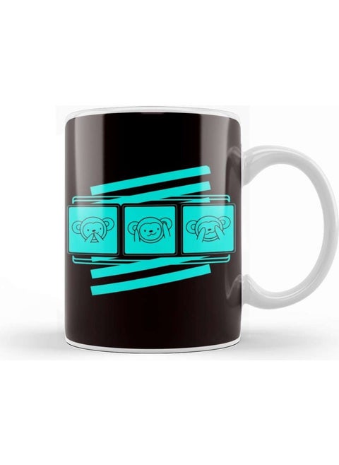 Print Shop Funny See Speak Hear No Evil Japan Monkeys Japanese Emoticon Mug Porcelain