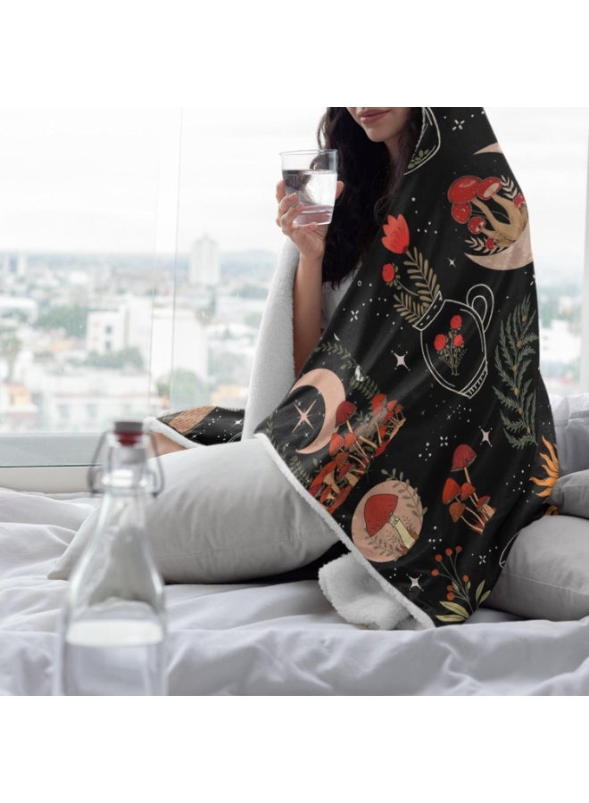 ARTIEMASTER Mushroom Hooded Blanket Mushrooms Gifts for Women Soft Fleece Flannel Mushroom Night Moth Throw Wearable Blanket All Season Plant Blankets for Bed Decorative 50"x40" for Kid - Image 4