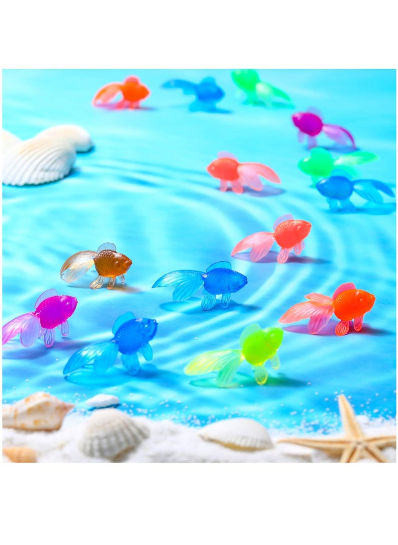 Generic - 100 Pcs Mini Plastic Goldfish Fake Fish Decoration, Colorful Sea Animals Toys, Small Fish Figurines Miniature Fish Model, PVC Sea Fish Toys for Kids Supplies Decorations Crafts Mix Colors - Image 1