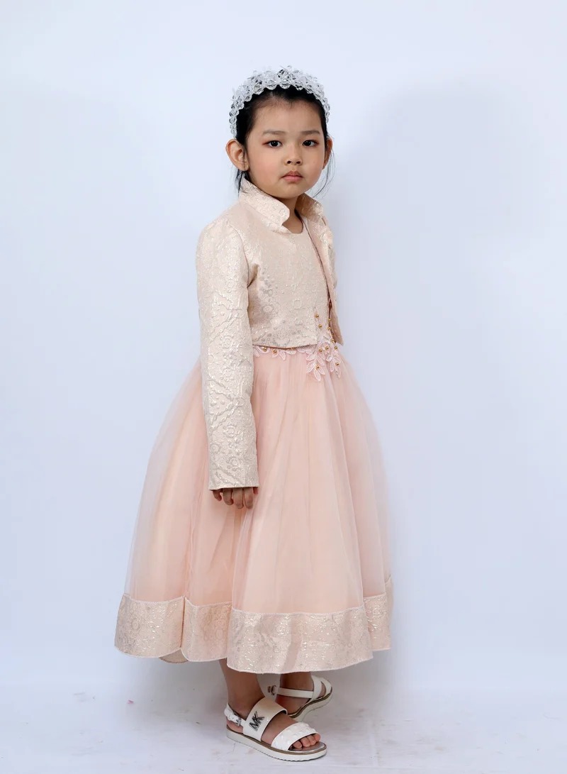 D'Daniela Samra Pink Flowers Party Dress with Jacket