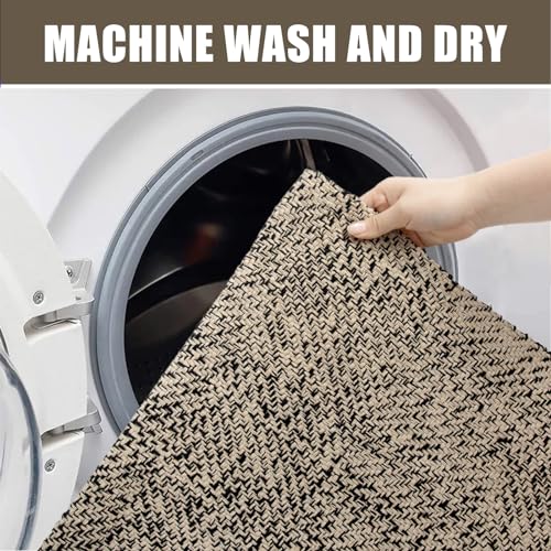 Collive Hallway Runner Rug, 2x5 Washable Natural/Black Modern Entryway Runner Rug Hand-Woven Cotton Boho Kitchen Runner Rugs for Bedroom Laundry Room Rug Front Door Farmhouse Bathroom Rug Outdoor - Image 4