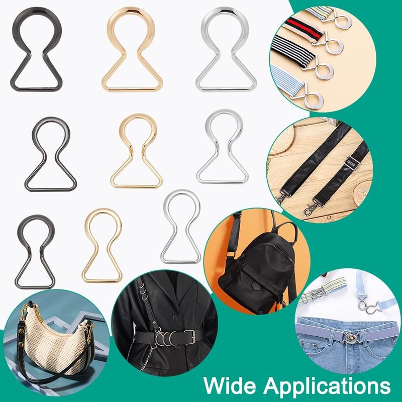 klarako 3 Size Alloy Belt Buckles, 18pcs Metal Multi Purpose Triangle Buckles Adjustable Belt Lklarako Rings Clip Hook O Ring Bag Strap Retainer for DIY Belt Bag Strap Webbing Accessories - Image 5