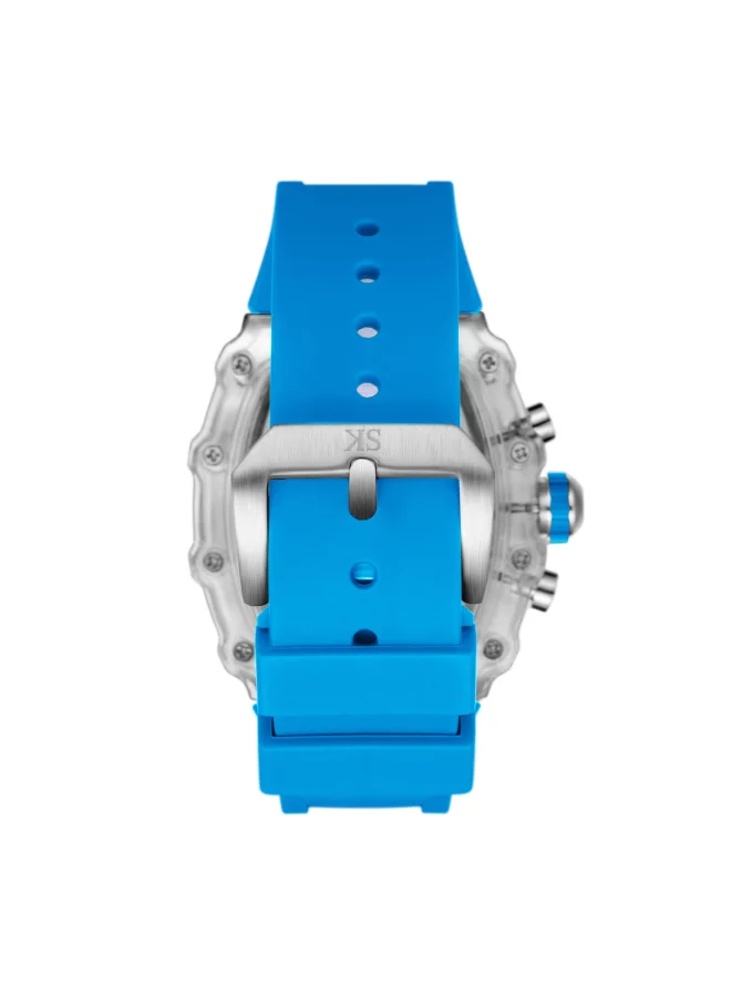 KENNETH SCOTT Men's Multi Function Display Watch With Light Blue Silicone Strap Strap - K25103-ZSLI