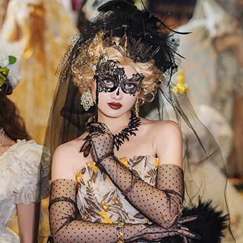 IncreDecor Couple Masquerade Mask with Holding Stick Venetian Metal Masks Halloween Mardi Gras Costume Mask for Women and Men (AB) - Image 5