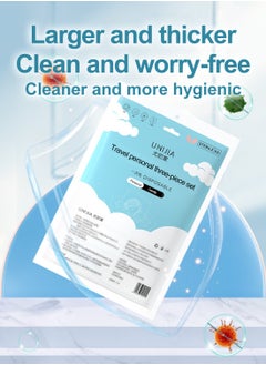 LUCKIER Travel necessities, disposable travel supplies set, which includes: disposable brand new sheets, quilt covers, pillowcases, towels, socks, toilet covers, suitable for single travel, camping, daily outings, and can be used by the whole family.  - Image 3