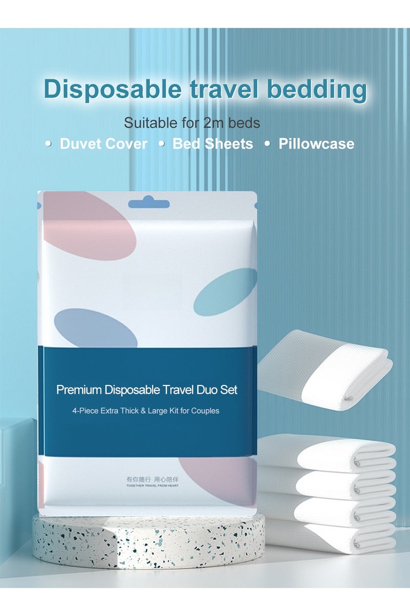 LUCKIER Travel necessities, disposable travel supplies set, which includes: disposable brand new sheets, quilt covers, pillowcases, towels, socks, toilet covers, suitable for single travel, camping, daily outings, and can be used by the whole family.  - Image 2