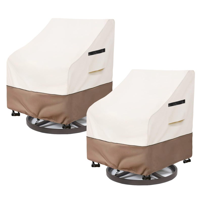 SoloToo Patio Chair Covers Waterproof Heavy Duty Patio Furniture Covers, 33W x 35D x 36H Inches Swivel Outdoor Chair Cover 2 Pack (Beige) - Image 1
