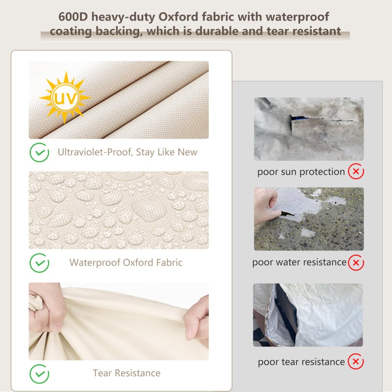 SoloToo Patio Chair Covers Waterproof Heavy Duty Patio Furniture Covers, 33W x 35D x 36H Inches Swivel Outdoor Chair Cover 2 Pack (Beige) - Image 5