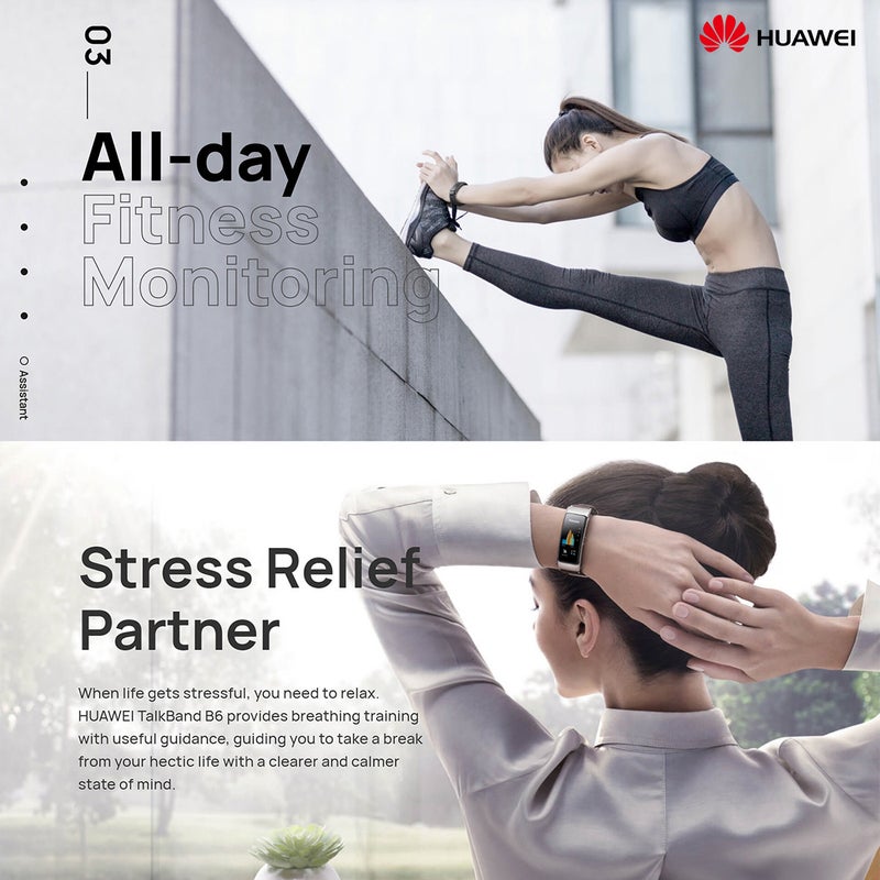 HUAWEI 2 In 1 TalkBand B6 Detachable Earphone Smartwatch For Android/IOS Phone Coral Red - Image 3