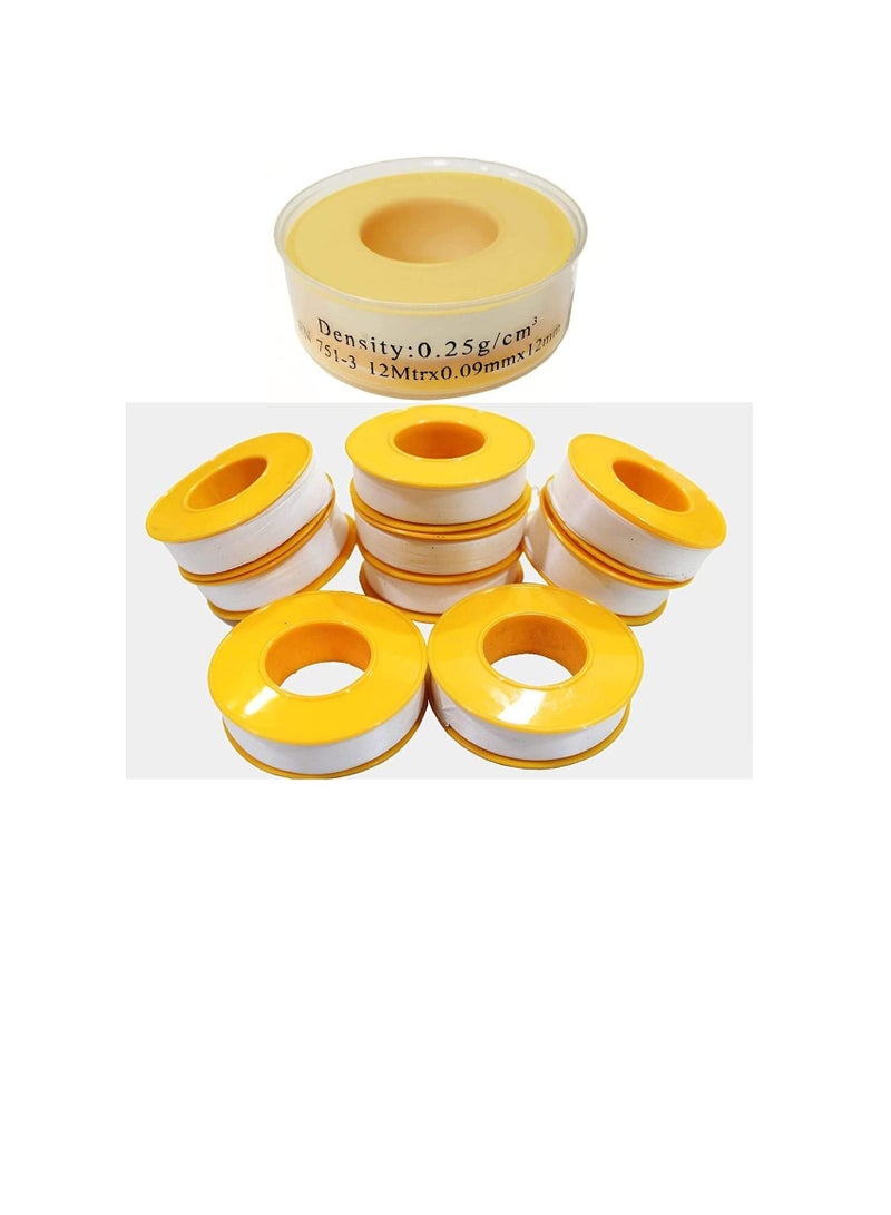 ROBUSTLINE Thread Sealing Teflon Tape with 0.25g/cm2 Density 0.9MM x 12MTR PTFE for Pipe Fittings and Fixing Water Leak (12 MTRS) - Image 1