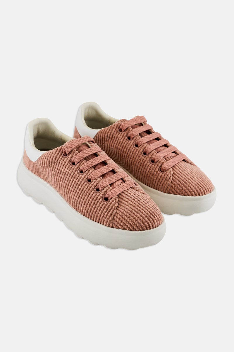 GEOX Women Spherica Lace Up Casual Sneaker, Peach - Image 1