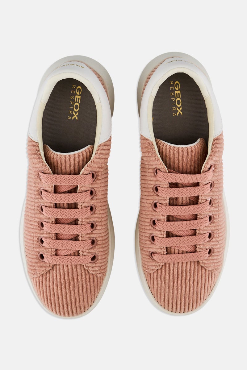 GEOX Women Spherica Lace Up Casual Sneaker, Peach - Image 3