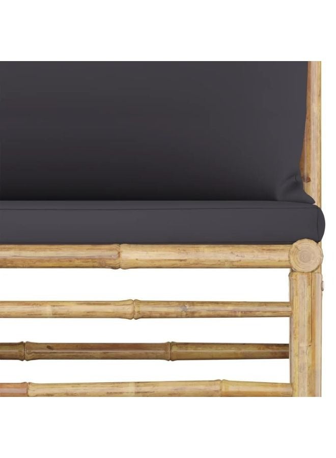 vidaxl vidaXL 3 Piece Garden Lounge Set with Dark Grey Cushions Bamboo  - Image 2