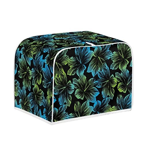 Talayituse Hibiscus Flower Print 2 Slice Toaster Covers Dust Protection Bread Maker Covers Toaster Oven Cloth Cover Kitchen Accessories Washable Appliance Cover Blue - Image 3
