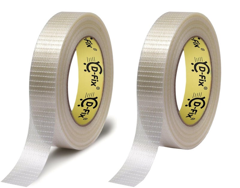 D-Fix Cross Filament Strapping Tape - 50 Meters in Length - 24mm / 1" Width - 2 Roll Per Pack - Strong tape for Packing Heavy Items, Durable in Nature, Used for Heavy Industrial Goods Packing - Image 1