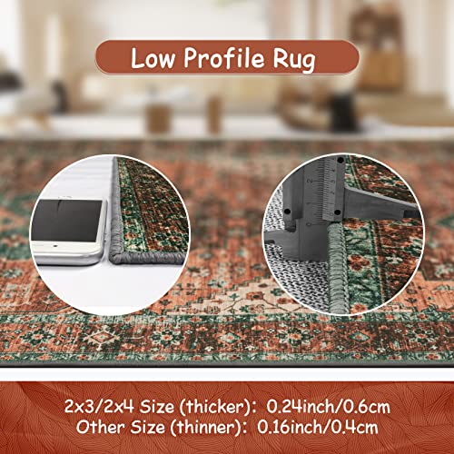Moynesa Ultra-Thin Washable Round Rug - 6ft Large Dining Room Round Area Rug, Vintage Living Room Mat Stain Resistant Office Carpet for Bedroom Mudroom Kitchen Apartment Basement Foyer - Image 4
