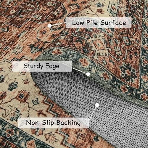 Moynesa Ultra-Thin Washable Round Rug - 6ft Large Dining Room Round Area Rug, Vintage Living Room Mat Stain Resistant Office Carpet for Bedroom Mudroom Kitchen Apartment Basement Foyer - Image 2