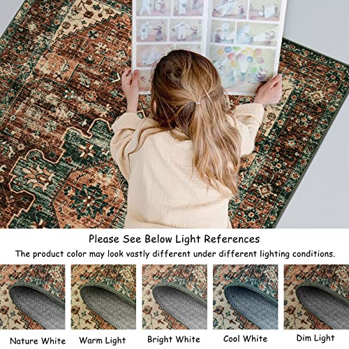 Moynesa Ultra-Thin Washable Round Rug - 6ft Large Dining Room Round Area Rug, Vintage Living Room Mat Stain Resistant Office Carpet for Bedroom Mudroom Kitchen Apartment Basement Foyer - Image 5