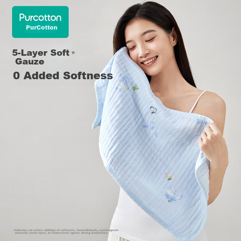 JD Jing Zao PurCotton Five-Layer Washed Gauze Towel Household Pure Cotton Large Absorbent Soft Quick-Dry 34x76cm Sports - Image 2