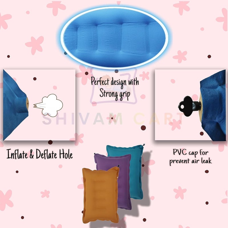 SHIVAM CART Soft Cotton Travelling Air Pillow Compact and Lightweight Pillow Neck Support headrest Pillow During Travelling in Bus TrainFlight Pack of 2 Multi Color - Image 3