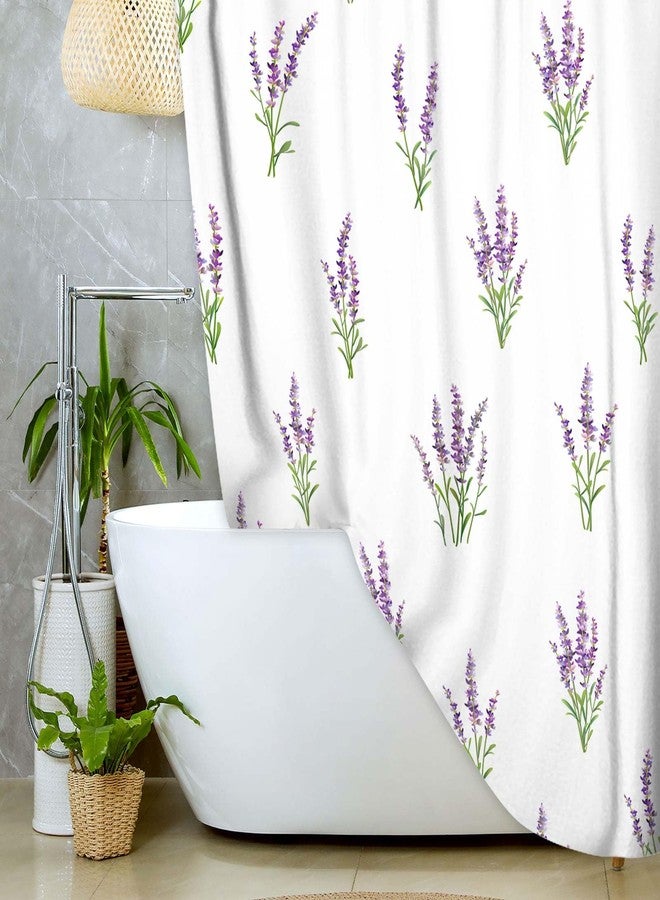 JAWO Purple Lavender Shower Curtain Modern Aesthetic Lavender Flower Bathroom Decor for Girls Teens Cute Floral Fabric Waterproof Polyester Bathroom Decor Set with Hooks - Image 2