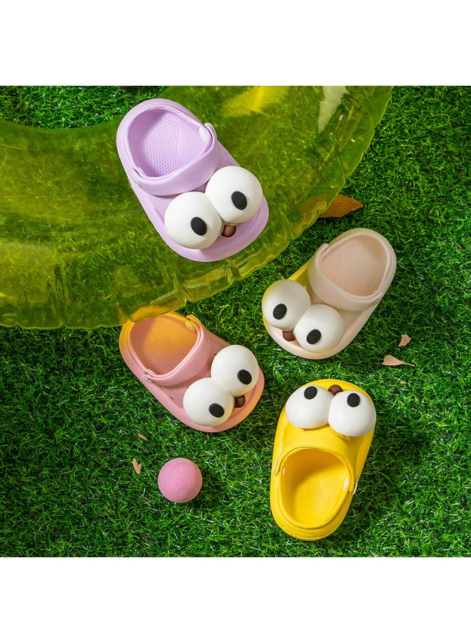 Children's Slippers Boys' And Girls' Summer Cute Big Eyes Cute Thick Sole Dung Feeling Indoor And Outdoor Wear Non-slip Cover Shoes - Image 2