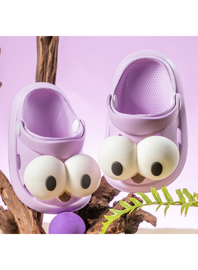 Children's Slippers Boys' And Girls' Summer Cute Big Eyes Cute Thick Sole Dung Feeling Indoor And Outdoor Wear Non-slip Cover Shoes - Image 1