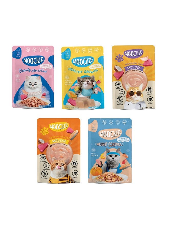 Pets Empire Moochie Tasty Wet Cat Food, Grain Free Cats Gravy Meal, No Artificial Flavours Kitten Food, Non-Vegetarian Cat Foods Pouch, All Flavours Mix For Adults & Kittens (85 G Pack X 10)