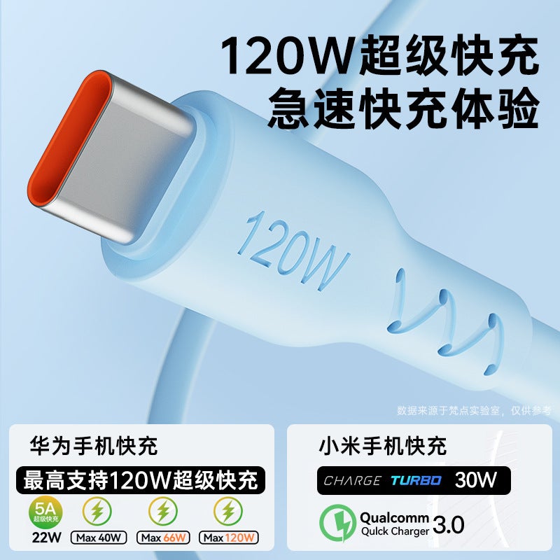 120W Super Fast Charging Typec Data Cable For Huawei Mobile Phone Charging Line Macaron 6.0 Bold Shenlong Line - Image 4