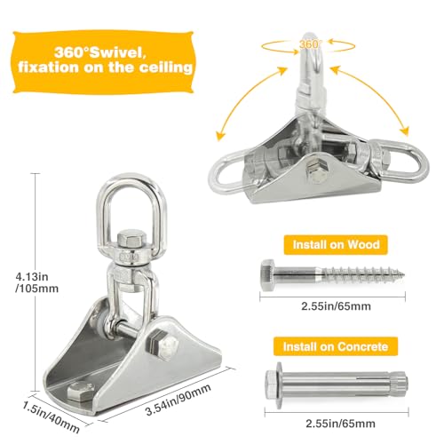 MAKELEN Heavy Duty Swing Hangers for Wooden Sets 2000 LB Capacity 360 Swivel Stainless Steel Swing Hardware for PorchPlaygroundYogaHeavy Bag - Image 5
