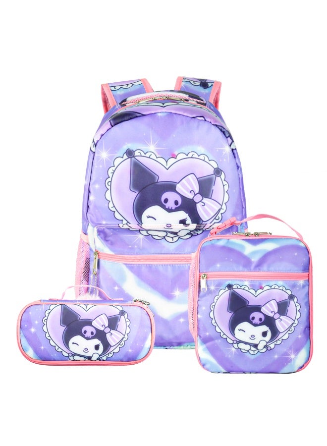General New cartoon animation pink three-piece backpack (available for primary and secondary school children, travel, school, mountain climbing, sports) - 2  - Image 1