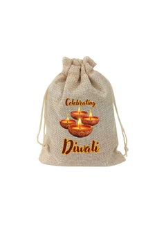 PRINTSHOP4ME Diwali Burlap Gift Bags-Set Of 12 Bags Reusable Gift Bags For Festive&Return Gifts Perfect For Diwali Celebrations Jute Bag For Sweets,Jewelry,Dry Fruits  - Image 1