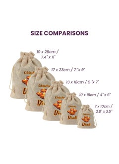 PRINTSHOP4ME Diwali Burlap Gift Bags-Set Of 12 Bags Reusable Gift Bags For Festive&Return Gifts Perfect For Diwali Celebrations Jute Bag For Sweets,Jewelry,Dry Fruits  - Image 2