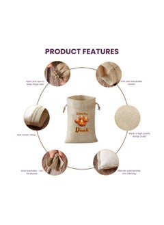 PRINTSHOP4ME Diwali Burlap Gift Bags-Set Of 12 Bags Reusable Gift Bags For Festive&Return Gifts Perfect For Diwali Celebrations Jute Bag For Sweets,Jewelry,Dry Fruits  - Image 3