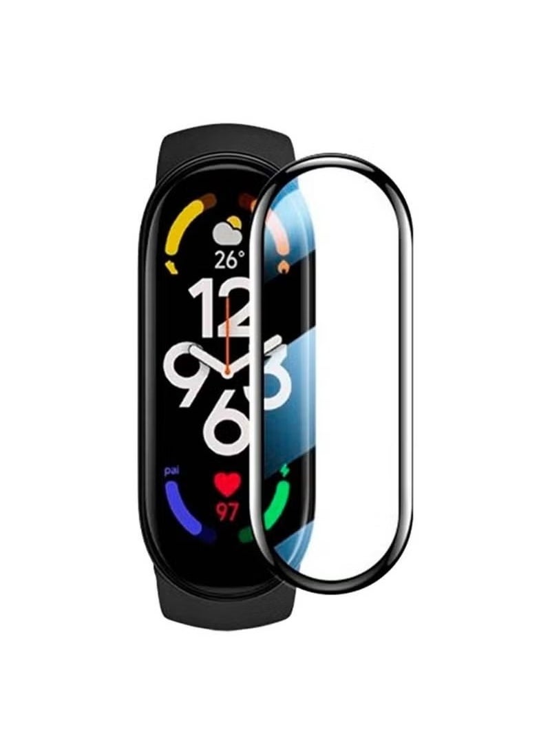 ماركة غير محددة 2 حزمة من حامي الشاشة ذو التصميم متعدد الطبقات عالي الدقة لساعة Xiaomi Mi Band 7، عملية متعددة الطبقات، تقنية النانو المتقدمة، رفض التدمير الفيزيائي، حامي لساعة Mi Band 7 شفاف.  - Image 1